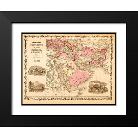 Middle East Turkey Persia and Arabia 1862 Black Modern Wood Framed Art Print with Double Matting by Vintage Maps