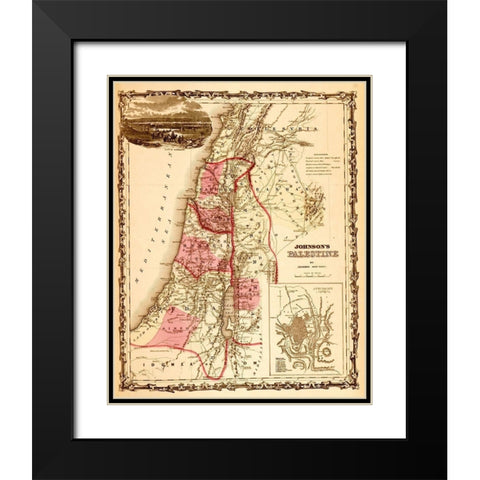 Palestine 1862 Black Modern Wood Framed Art Print with Double Matting by Vintage Maps