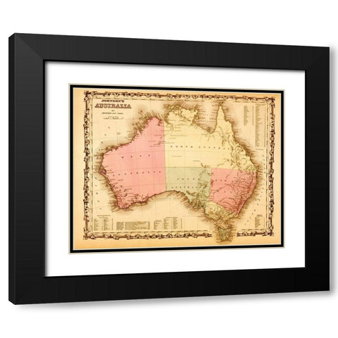 Australia 1862 Black Modern Wood Framed Art Print with Double Matting by Vintage Maps