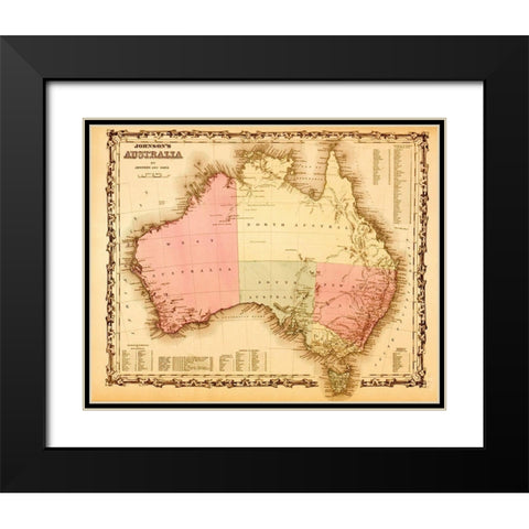 Australia 1862 Black Modern Wood Framed Art Print with Double Matting by Vintage Maps