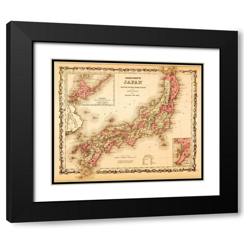 Japan 1862 Black Modern Wood Framed Art Print with Double Matting by Vintage Maps