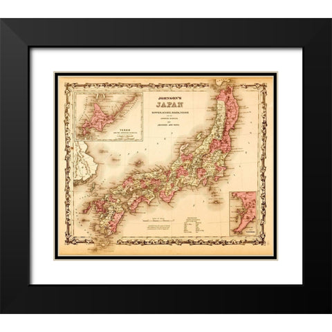 Japan 1862 Black Modern Wood Framed Art Print with Double Matting by Vintage Maps