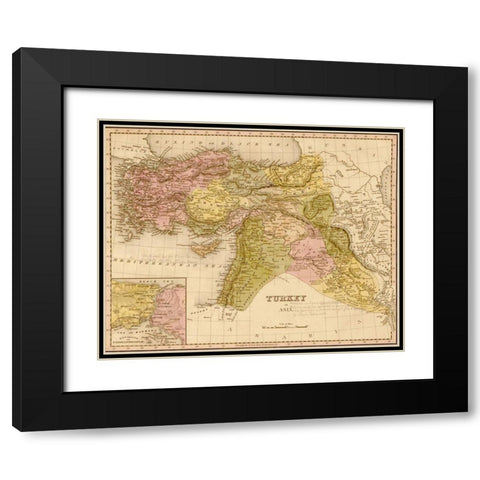 Turkey 1844 Black Modern Wood Framed Art Print with Double Matting by Vintage Maps