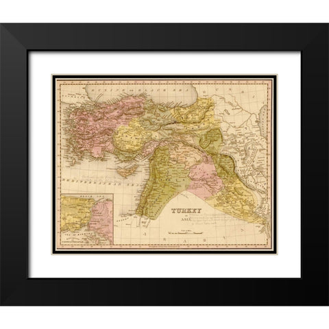 Turkey 1844 Black Modern Wood Framed Art Print with Double Matting by Vintage Maps