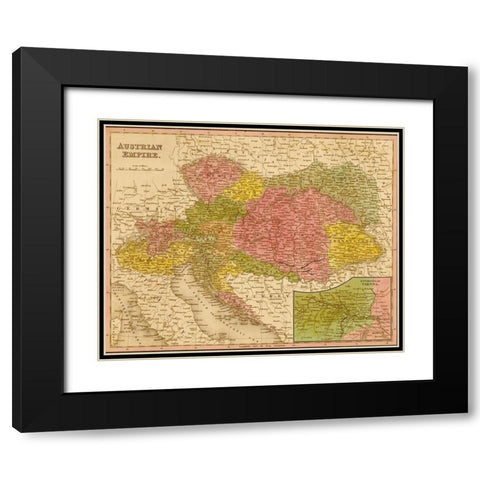 Austrian Empire 1844 Black Modern Wood Framed Art Print with Double Matting by Vintage Maps