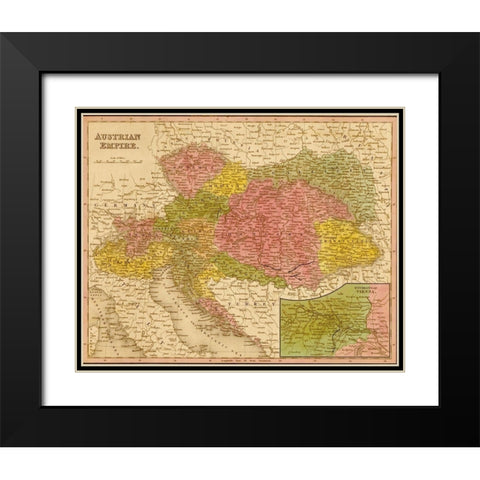 Austrian Empire 1844 Black Modern Wood Framed Art Print with Double Matting by Vintage Maps