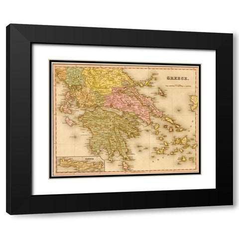 Greece 1844 Black Modern Wood Framed Art Print with Double Matting by Vintage Maps