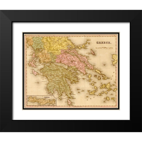 Greece 1844 Black Modern Wood Framed Art Print with Double Matting by Vintage Maps
