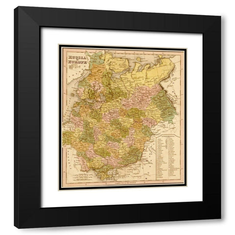 European Russia 1844 Black Modern Wood Framed Art Print with Double Matting by Vintage Maps