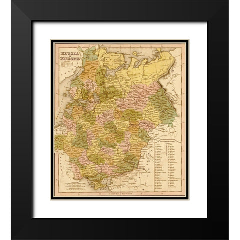 European Russia 1844 Black Modern Wood Framed Art Print with Double Matting by Vintage Maps