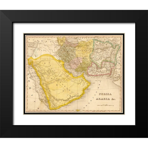 Persia and Arabia 1844 Black Modern Wood Framed Art Print with Double Matting by Vintage Maps