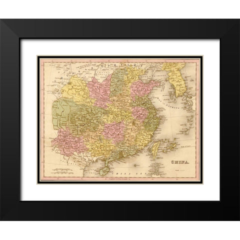 China 1844 Black Modern Wood Framed Art Print with Double Matting by Vintage Maps