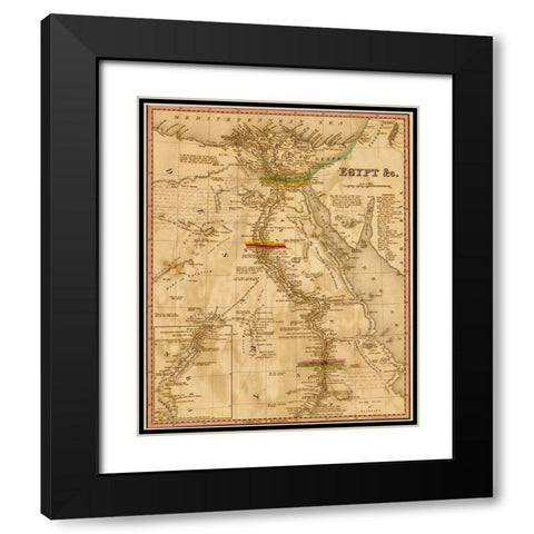 Egypt 1844 Black Modern Wood Framed Art Print with Double Matting by Vintage Maps