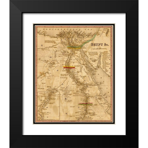 Egypt 1844 Black Modern Wood Framed Art Print with Double Matting by Vintage Maps