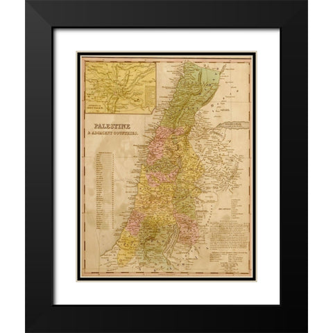 Palestine 1844 Black Modern Wood Framed Art Print with Double Matting by Vintage Maps