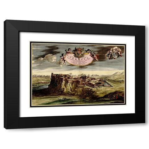 Verucca 1700 Black Modern Wood Framed Art Print with Double Matting by Vintage Maps
