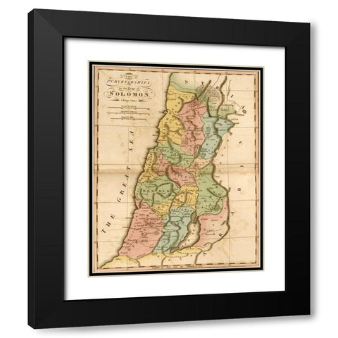 Ancient Israel and the tribes of the Hebrews Black Modern Wood Framed Art Print with Double Matting by Vintage Maps