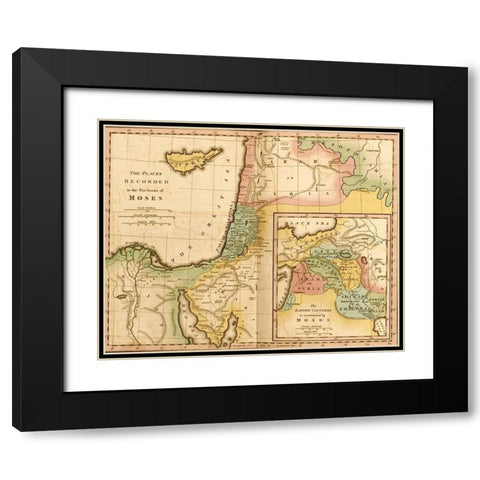 Places in the 5 Books of Moses Black Modern Wood Framed Art Print with Double Matting by Vintage Maps