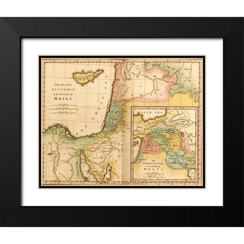 Places in the 5 Books of Moses Black Modern Wood Framed Art Print with Double Matting by Vintage Maps
