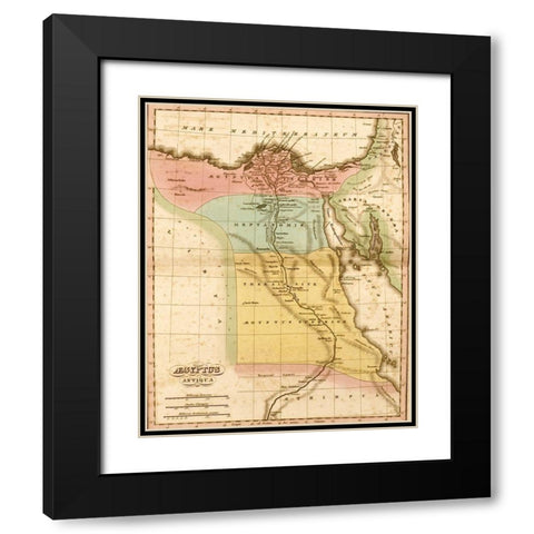 Ancient Egypt Black Modern Wood Framed Art Print with Double Matting by Vintage Maps