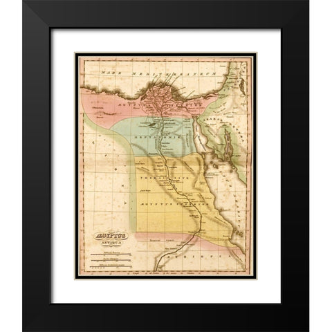 Ancient Egypt Black Modern Wood Framed Art Print with Double Matting by Vintage Maps