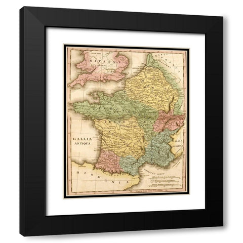 Ancient France Gallia Antiqua Black Modern Wood Framed Art Print with Double Matting by Vintage Maps