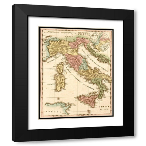 Ancient italy Black Modern Wood Framed Art Print with Double Matting by Vintage Maps
