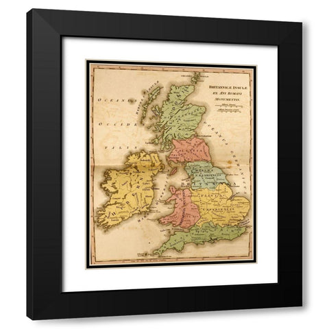 Ancient Britain Black Modern Wood Framed Art Print with Double Matting by Vintage Maps