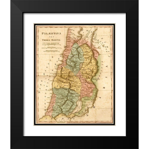 Holy Land of Palestine Black Modern Wood Framed Art Print with Double Matting by Vintage Maps