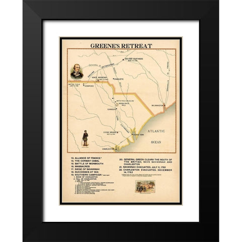 Greenes Retreat Black Modern Wood Framed Art Print with Double Matting by Vintage Maps