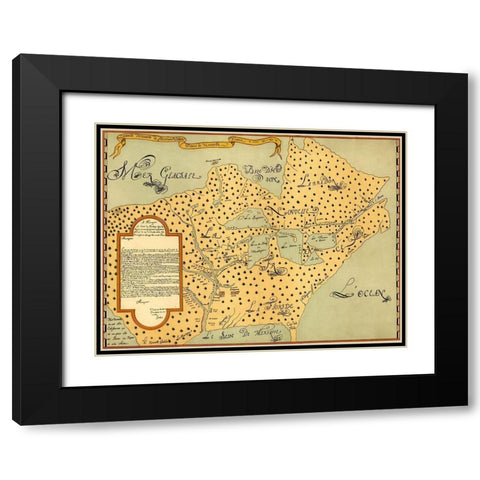 New France 1673 Black Modern Wood Framed Art Print with Double Matting by Vintage Maps