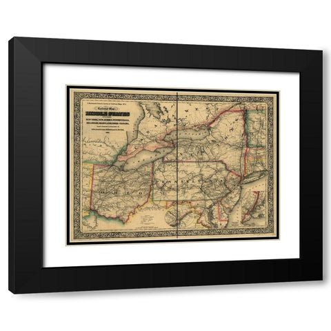 Civil War Railroad Map 1862 Black Modern Wood Framed Art Print with Double Matting by Vintage Maps
