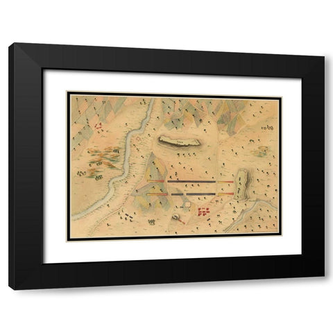 Mexican War Battle Map 1848 Black Modern Wood Framed Art Print with Double Matting by Vintage Maps