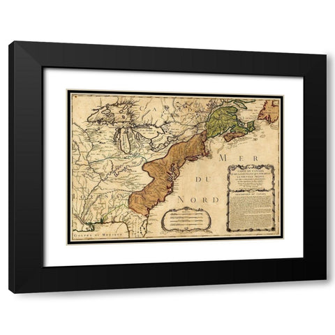 Canada to Louisiana-Eastern USA 1756 Black Modern Wood Framed Art Print with Double Matting by Vintage Maps