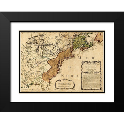 Canada to Louisiana-Eastern USA 1756 Black Modern Wood Framed Art Print with Double Matting by Vintage Maps
