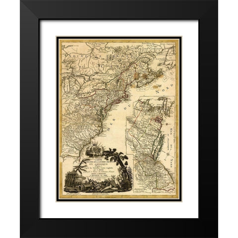Theatre of War 1779 Black Modern Wood Framed Art Print with Double Matting by Vintage Maps