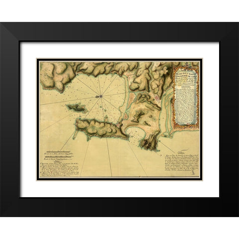 Topographic Map of Concepcion Bay Chile 1782 Black Modern Wood Framed Art Print with Double Matting by Vintage Maps