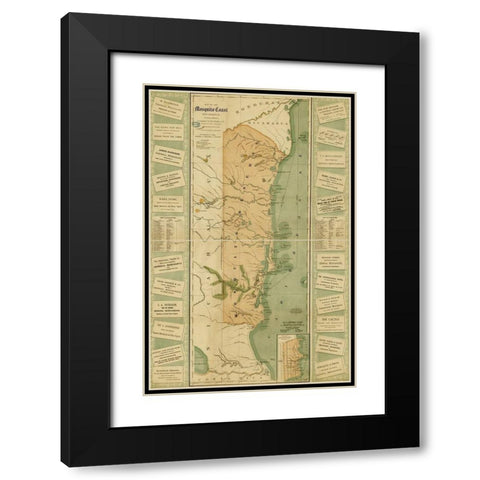 Mosquito Coast of Nicaragua Black Modern Wood Framed Art Print with Double Matting by Vintage Maps