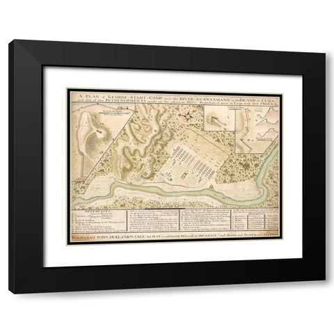 Guantanamo Bay 1741 Black Modern Wood Framed Art Print with Double Matting by Vintage Maps