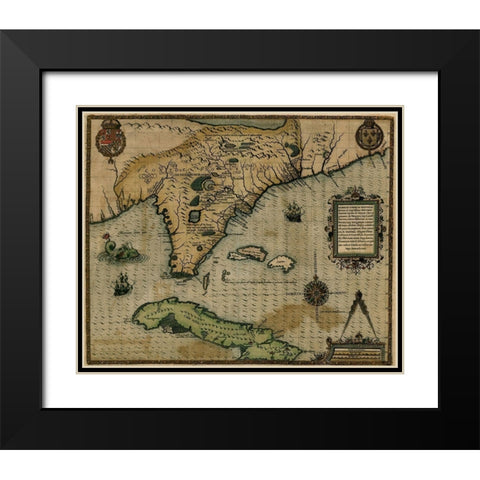 Cuba 1588 Black Modern Wood Framed Art Print with Double Matting by Vintage Maps