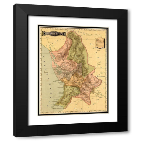 Terrirotrio de tepic 1844 Black Modern Wood Framed Art Print with Double Matting by Vintage Maps