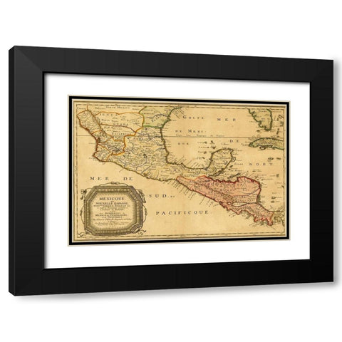 Mexico New Spain 1656 Black Modern Wood Framed Art Print with Double Matting by Vintage Maps