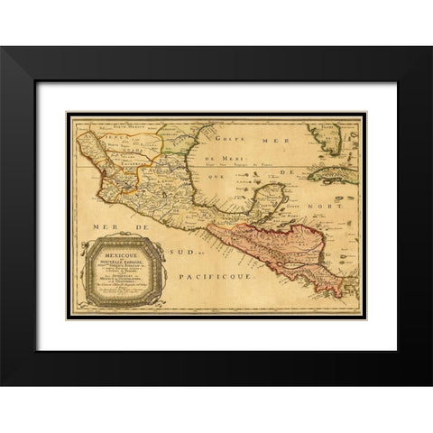 Mexico New Spain 1656 Black Modern Wood Framed Art Print with Double Matting by Vintage Maps
