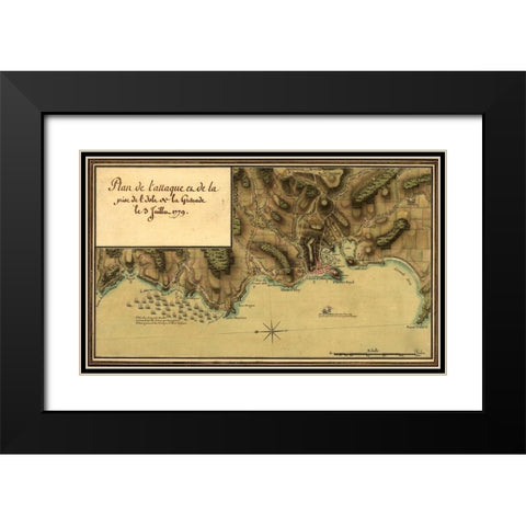 Point Royal-Jamaica New Granada Black Modern Wood Framed Art Print with Double Matting by Vintage Maps