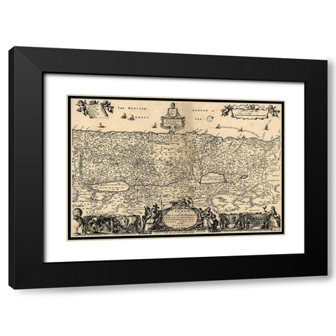 Canaan The Land of Promise 1700 Black Modern Wood Framed Art Print with Double Matting by Vintage Maps