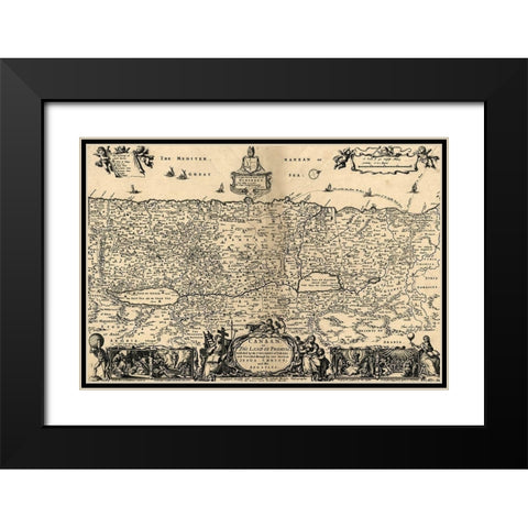 Canaan The Land of Promise 1700 Black Modern Wood Framed Art Print with Double Matting by Vintage Maps