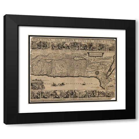 Holyland Land Palestine 1650 Black Modern Wood Framed Art Print with Double Matting by Vintage Maps
