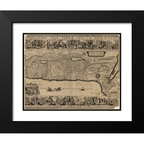 Holyland Land Palestine 1650 Black Modern Wood Framed Art Print with Double Matting by Vintage Maps