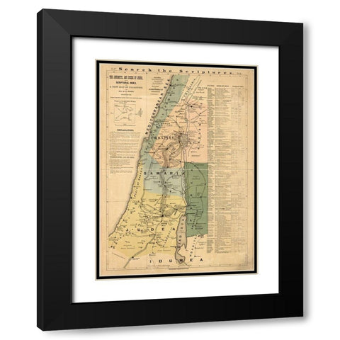 Journeys of Jesus Black Modern Wood Framed Art Print with Double Matting by Vintage Maps