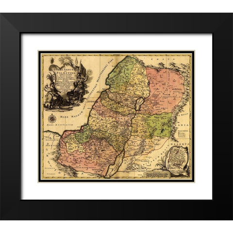 Israel during the Reign of Kings and the Twelve Tribes Black Modern Wood Framed Art Print with Double Matting by Vintage Maps